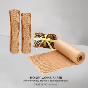 30/50m Honeycomb Paper Wrapping Brown Kraft Roll Cushion Protective Eco Friendly - Picture 1 of 12