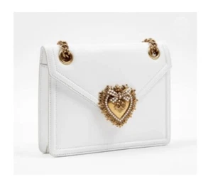 Bolso de Mano DOLCE & GABBANA Cuero Dorado Blanco Devoción Bolso sin asas de hombro Bandolera - Imagen 1 de 7