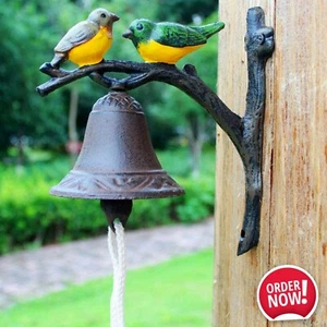 Cast Iron Shaking Dinner Bell Bird Hand Wall Hanging Doorbell Garden Home Decor - Picture 1 of 9