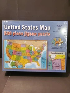 Hemisphären Puzzle USA Karte 500 Teile 24 Zoll x 36 Zoll USA Neu Versiegelt  - Bild 1 von 4