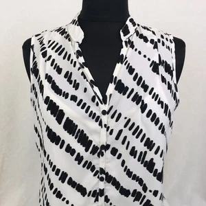 Liz Claiborne Top Damen Gr. Medium M Knopfleiste ärmellos Bluse Shirt + Schal - Bild 1 von 12
