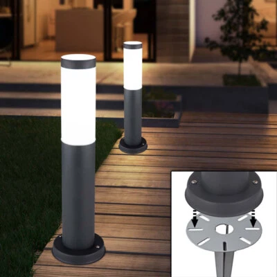 2x Außen Wegelampen Sockelleuchte Erdspieße Gartenleuchte Pollerlampe ANTHRAZIT  - Bild 1 von 4
