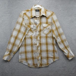 Champion Westerns Vintage Pearl Snap Long Sleeve Shirt Men M Plaid 1970's Cowboy - Picture 1 of 8