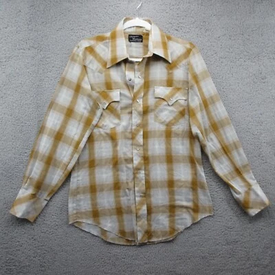 Champion Westerns Vintage Pearl Snap Long Sleeve Shirt Men M Plaid 1970's Cowboy - Image 1 of 4