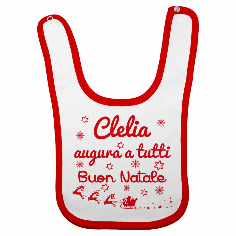 Bavaglino neonato personalizzato con nome augura a tutti buon natale - Immagine 1 di 1