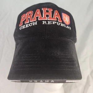 Praha Czech Republic Cap Cotton Embossed Strap Back Choose Black OR Blue - Picture 1 of 14