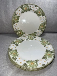 (4) Maruta Ware Mayfield Green Embossed Daisy 10.5” Plate Made In Japan Vintage - Picture 1 of 6