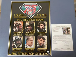 75th Anniv. PITTSBURGH STEELERS signiertes Poster - JSA FULL LETTER LOA - alle sechs - Bild 1 von 10