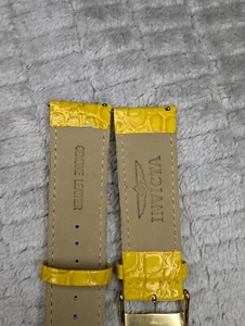 Invicta Watch Band Strap Yellow Genuine Leather Alligator Wrist Fits - Picture 1 of 5