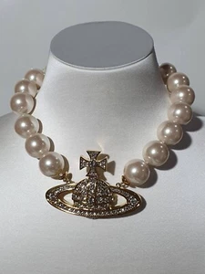 Vivienne Westwood Neysa Pearl Choker Damen Halskette goldfarbe -Leicht beschädig - Bild 1 von 10