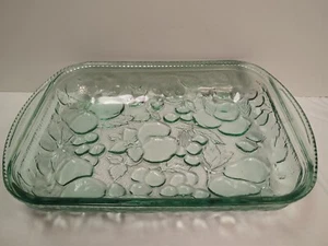 Vintage Libbey Orchard Fruit Green Glass Casserole Oven Proof Baking Dish 9”x13” - Picture 1 of 6