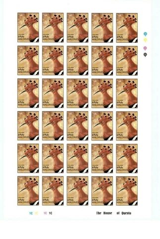 Maldives 1992-94 - Scott 1624-36 Bird Definitives IMPERF - Sheet # 8 of 13 MNH Cover