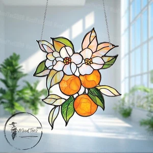 Orangenblüte Acryl Fensterbehang, Zitrusfrüchte Dekor, Blumen Fenster Ornament - Bild 1 von 4