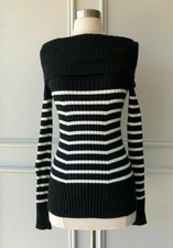 country road : ribbed off shoulder striped knit blk size: XS.S.M.L.XL -new-$139