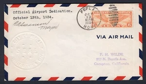 POPLAR Montana 1934 Airport Dedication Cover. City Seal, Signed by Mayor - Picture 1 of 2