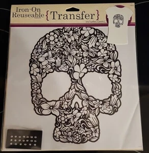 iron-on reuseable transfer flower skull - Picture 1 of 2