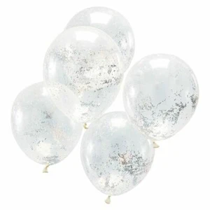 Holographic Glitter Confetti Balloons 30cm 12inches Party Celebrations pack of 5 - Picture 1 of 2