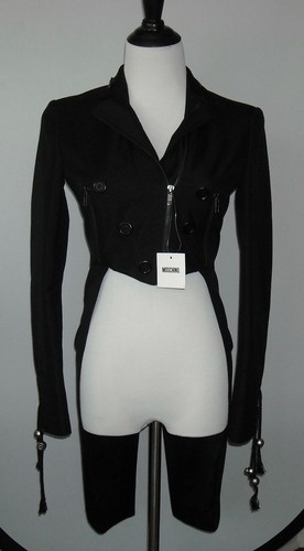 Giacca donna Moschino "Tuxedo" con cerniera taglia 8 colore nero nuova con etichetta