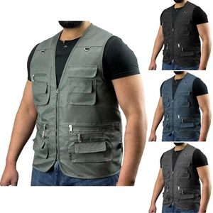Mens Multi Pocket Utility Vest | Waistcoat | Fishing Vest | Travelling | Hiking - Picture 1 of 11