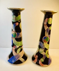 PAR DE CANDELABROS VINTAGE FREDERICK COOPER MCM DISEÑO ART DECO PORCELANA - Imagen 1 de 10
