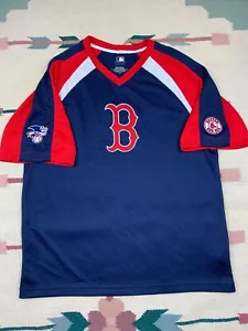 Boston Red Sox V Neck Jersey Sz L MLB AL Baseball Big Embroidery Patches Fenway - Picture 1 of 13