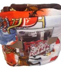 New Santa Claus SOFT Fleece Throw Blanket Christmas Holiday Decor Gift King Size - Picture 1 of 4