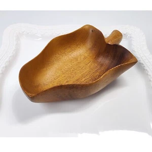 Plato de caramelo vintage Monkey Pod tazón de madera tallado hojas nueces FIRMADO Blair Hawaii 8,5 - Imagen 1 de 9