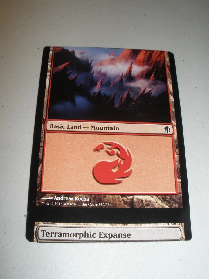MTG Magic Miscut Misprint Terramorphic Expanse, Mountain x1 Commander 2013 NM - Image 1 of 2
