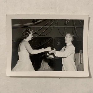 Vintage 1950s Couple Dancing At High School Prom Dance Photograph Dress Suit 50s - Picture 1 of 5