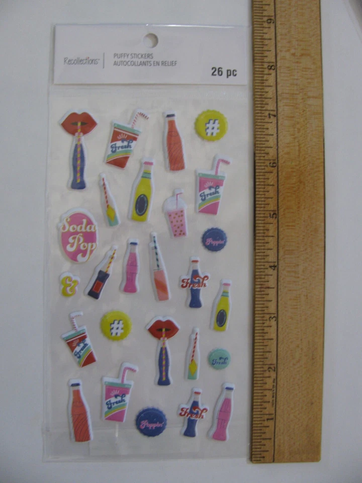 Recollections Stickers DRINKS Soda Pop Cups Bottles 26 Pieces NOS - Image 1 of 1