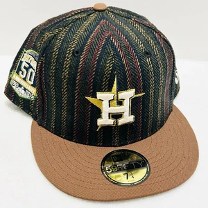 New Era Houston Astros Herringbone 50 Years 59FIFTY Fitted Hat Cap 7 3/4 Braun - Bild 1 von 6