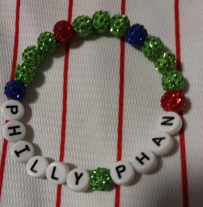 Philadelphia Phillies Beaded Bracelet Phanatic Inspired MLB Very Sparkly - Picture 1 of 3
