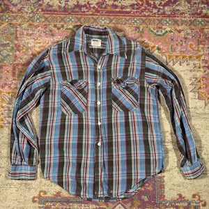 Camisa de franela abotonada Montgomery Ward vintage años 60 talla mediana de colección años 60 - Imagen 1 de 8