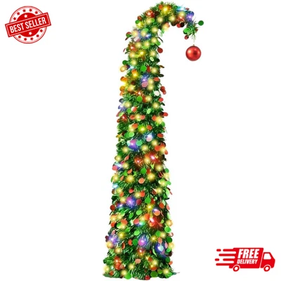 Árbol de Navidad emergente Grinch de 5 pies con 50 luces LED y tapa de bola roja ENVÍO GRATUITO Foto 1 de 4