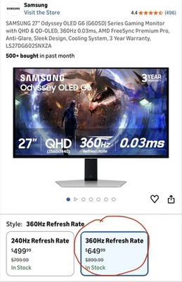(NO SHIPPING) SAMSUNG 27 Odyssey OLED G6 Gaming Monitor AntiGlare LS27DG602SNXZA - Image 1 of 4