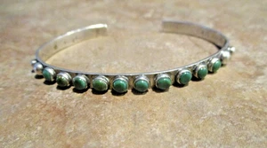 FINE Old 1940's / 50's Navajo Sterling Silver TEN SNAKE EYE TURQUOISE Bracelet - Picture 1 of 12