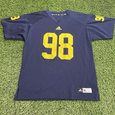 Adidas Michigan Wolverines Youth XL 18-20 Navy Blue Mesh Football Jersey #98 - Image 1 of 4