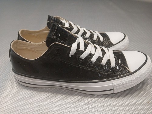 Scarpe sneakers donna Converse Chuck Taylor nere brillantini vernice glitter taglia 9