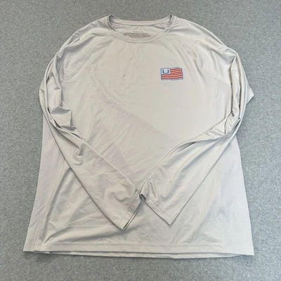 Huk Fishing Performance Long Sleeve Gray Shirt Youth XL American Flag Poly - Image 1 of 4