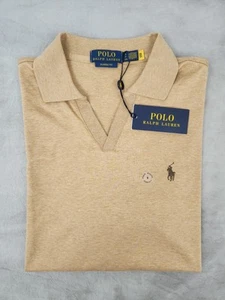 Polo Ralph Lauren Classic Fit Soft Touch V-neck Brown Polo Shirt Men's Small New - Picture 1 of 10