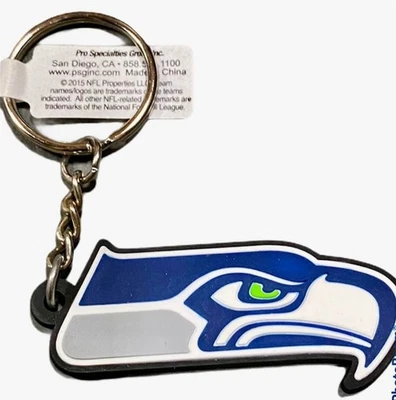 Seattle Seahawks 3-D Football Team Logo Keychain Key Ring PVC Rubber NFL - Image 1 of 2
