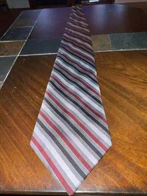 Vintage EF Enzo Felini Roma-Paris Necktie Mens striped Red Beige 100% Silk Tie - Изображение 1 из 2