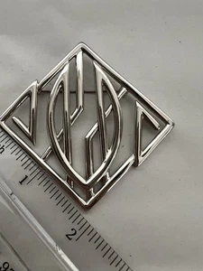 Vintage SIGNIERTE MONET Brosche Anstecknadel silberfarben Mid Century Modern geometrisch - Bild 1 von 4