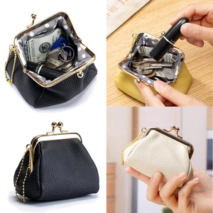 Mujeres Cuero Genuino Cartera Beso-Bloqueo Monedero Portamonedas Mini Bolso sin asas Regalo - Imagen 1 de 20