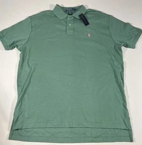Polo Ralph Lauren Men's Large Classic Fit Green Cotton Short Sleeve Pink Pony - Picture 1 of 4