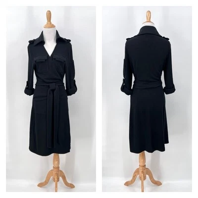 Vestido envolvente tejido de lana DIANE VON FURSTENBERG 6 negro safari cargo utilitario  Foto 1 de 4