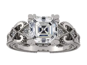 Platinum Plated Sterling Silver Engagement Ring With Cubic Zirconia - Size 9.5 - Picture 1 of 6