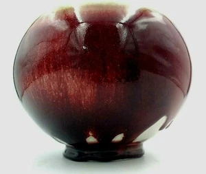 Handmade Studio Art Pottery Red Oxblood Sang De Boeuf Drip Glaze Bowl Vase - Picture 1 of 12