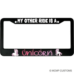 My Other Ride Is A Unicorn Funny Aluminum Car License Plate Frame - Bild 1 von 8