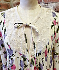 Oddy Dress Size M Long Flare Sleeve Rose Print Lace Shirred Cutout